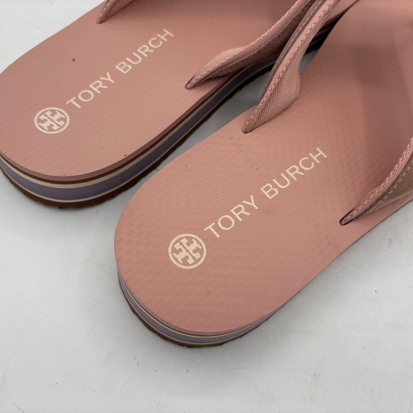 Tory Burch 70s Style Platform Flip Flops Sandals Sz 13 Pink Blush Suede - Picture 8 of 11